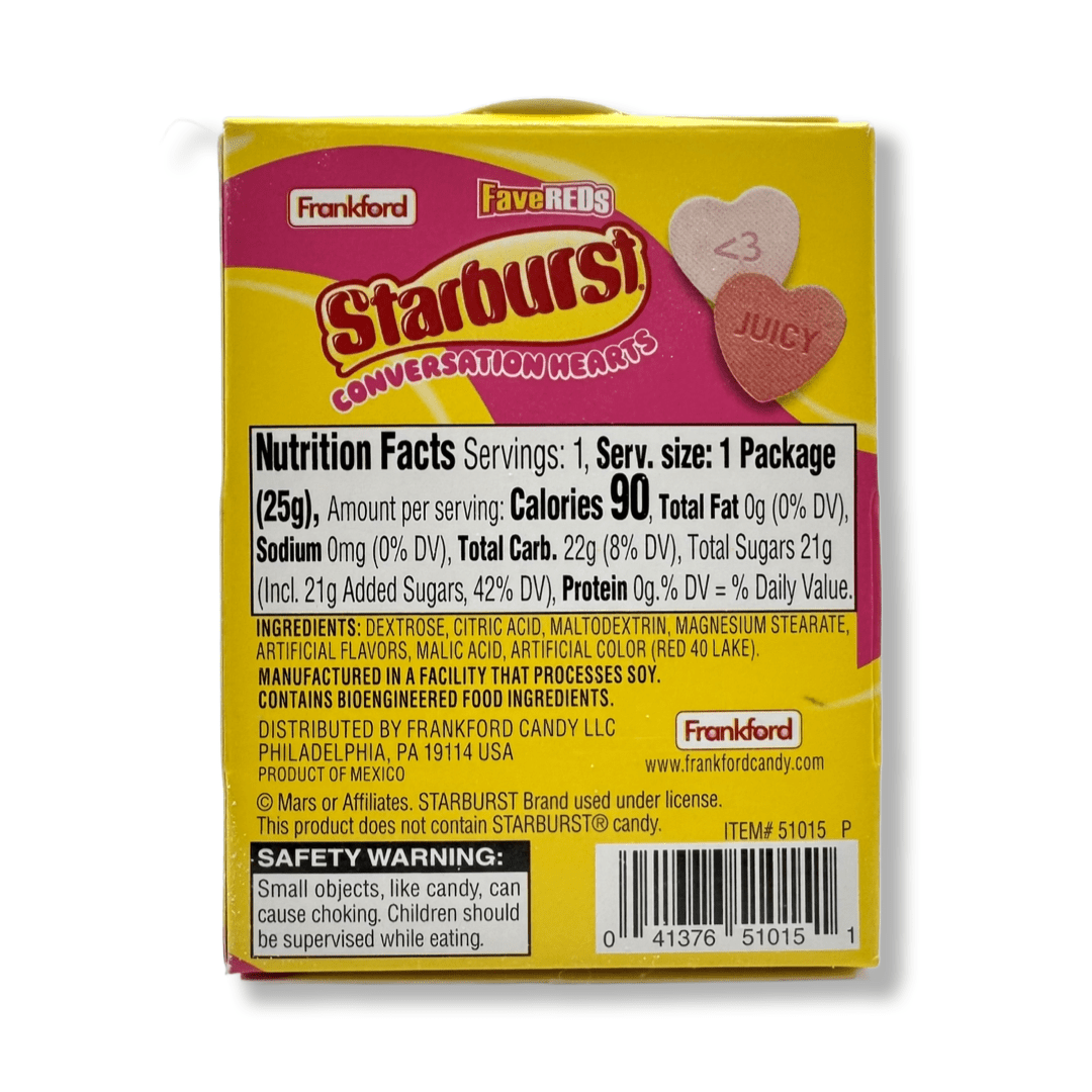 Starburst Conversation Hearts - 25g Candy Frankford Candy