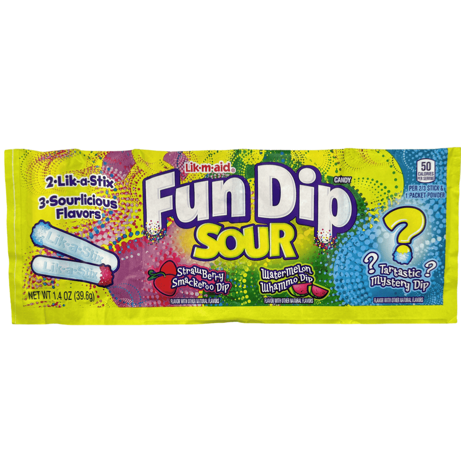 Fun Dip Sour Candy - Fun Dip Strawberry Lollipop Ferrara Candy Company