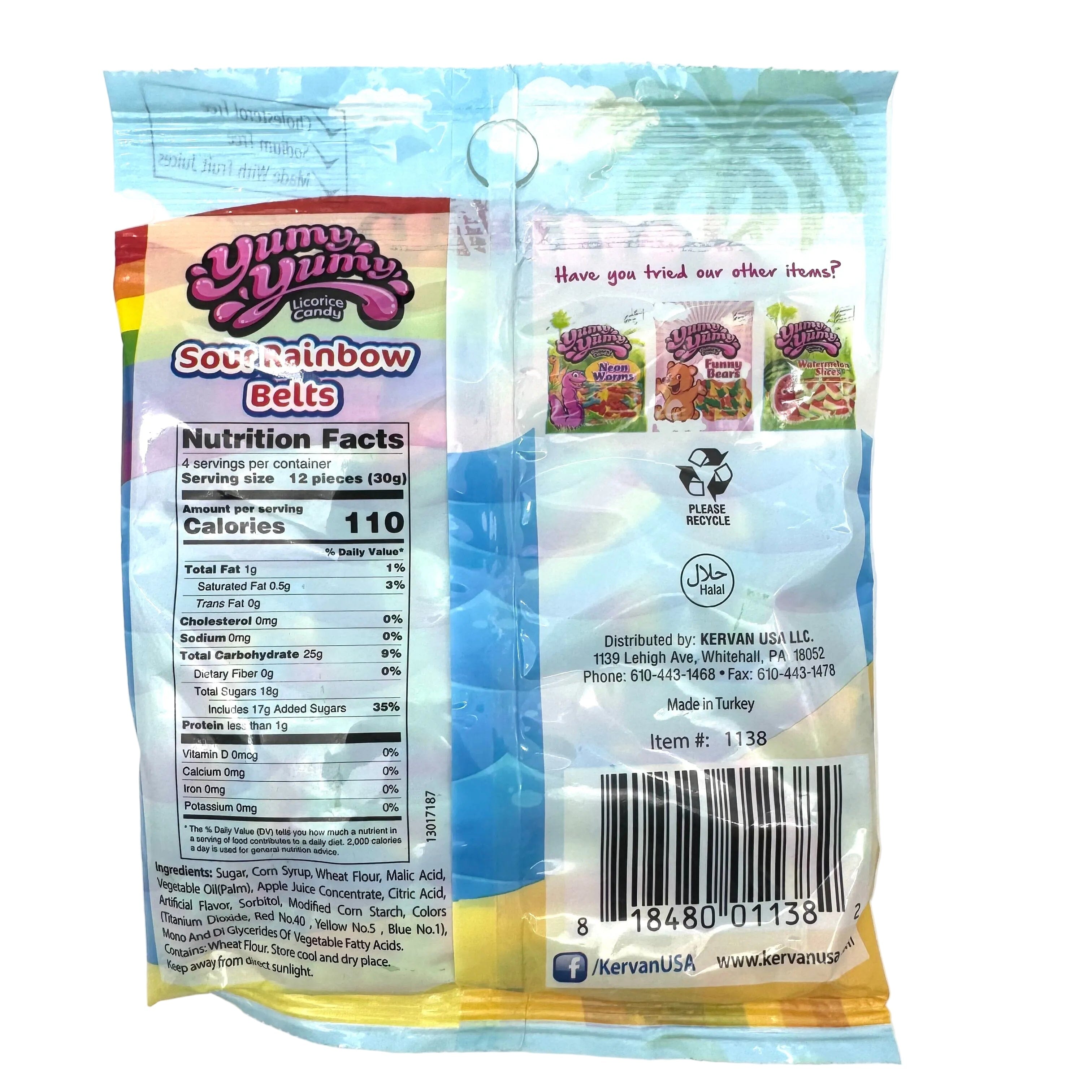 Yummy Yummy Gummy Candy Sour Rainbow Belts Candy Paradise 