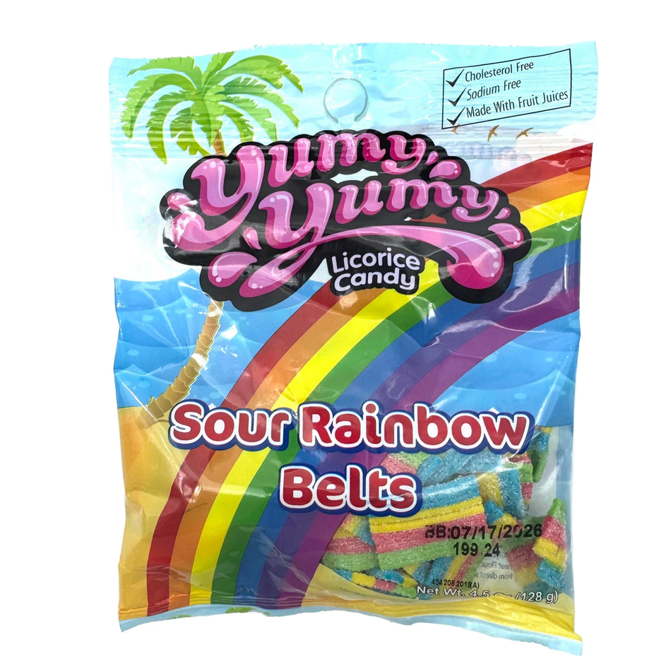 Yummy Yummy Gummy Candy Sour Rainbow Belts Candy Paradise 