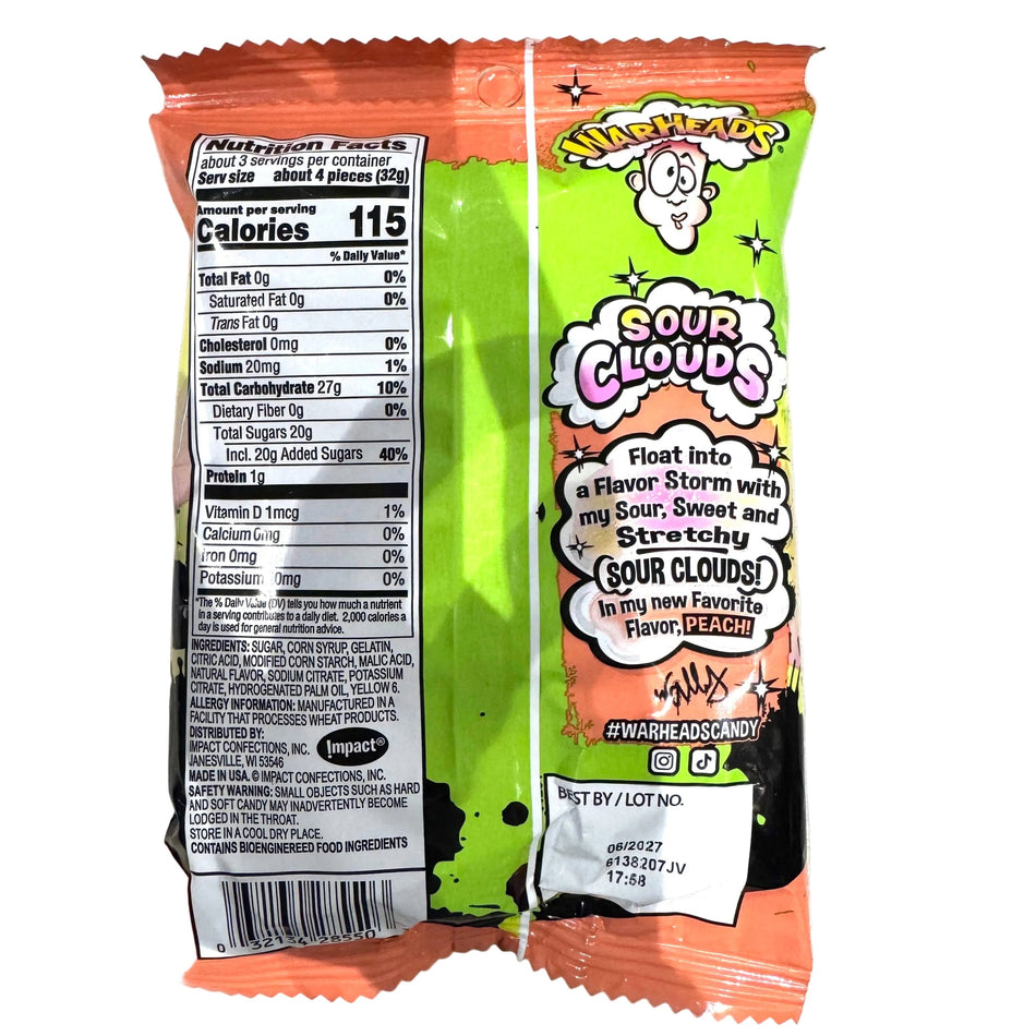 Warheads Sour Clouds Peach-85g Impact Confections 
