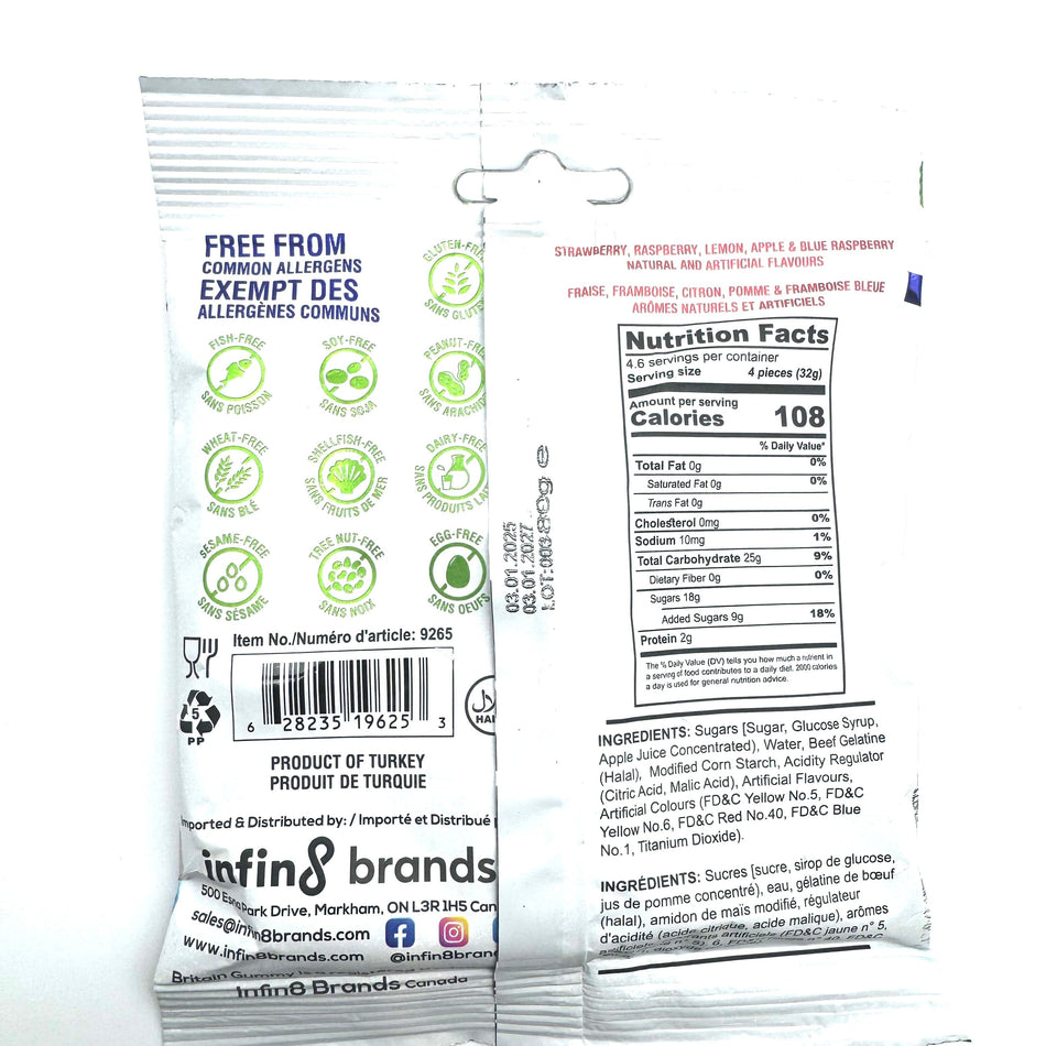 Britain Gummy Sour Mix Rings -80g Candy Paradise 