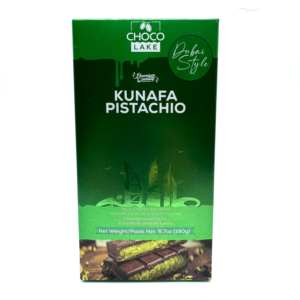 Choco Lake Kunafa Pistachio Chocolate Bar -190g Candy Paradise 