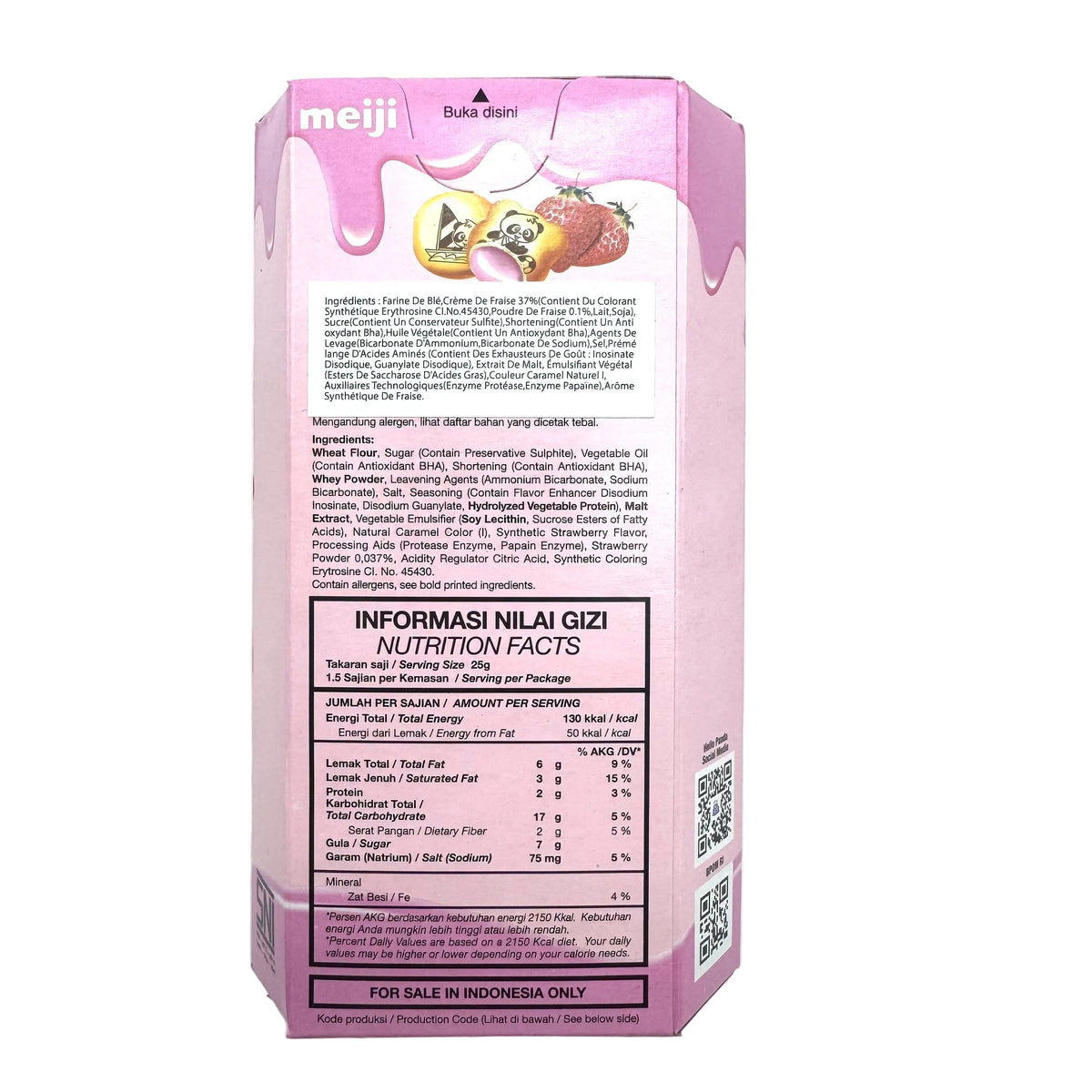 Meiji Hello Panda Biscuit with Strawberry Cream Cookies Candy Paradise 