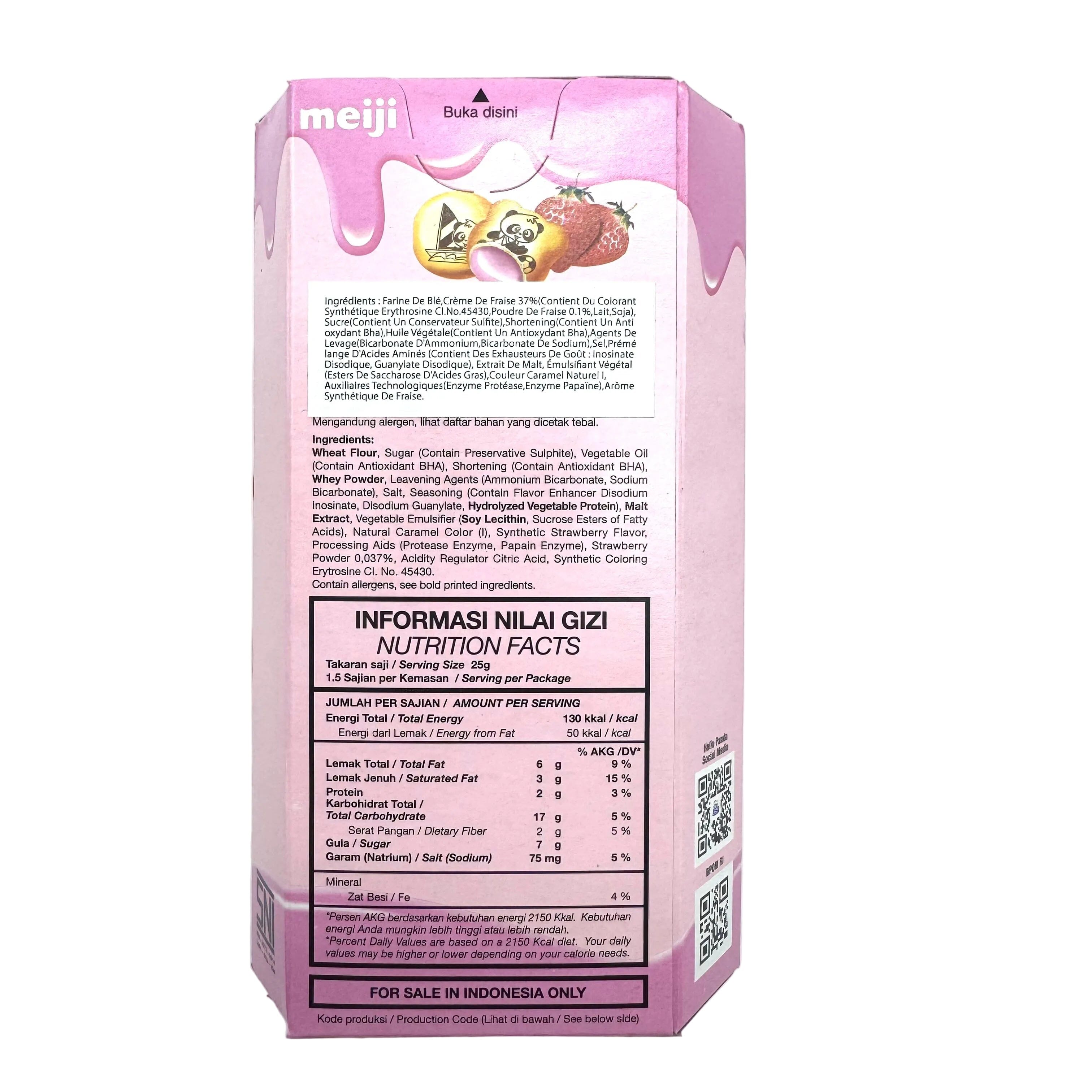 Meiji Hello Panda Biscuit with Strawberry Cream Cookies Candy Paradise 