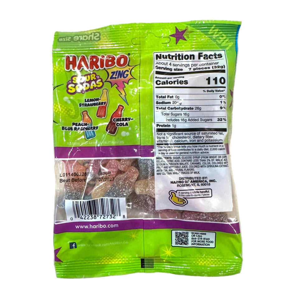 Haribo Zing Sour Sodas-127g Gummy HARIBO 