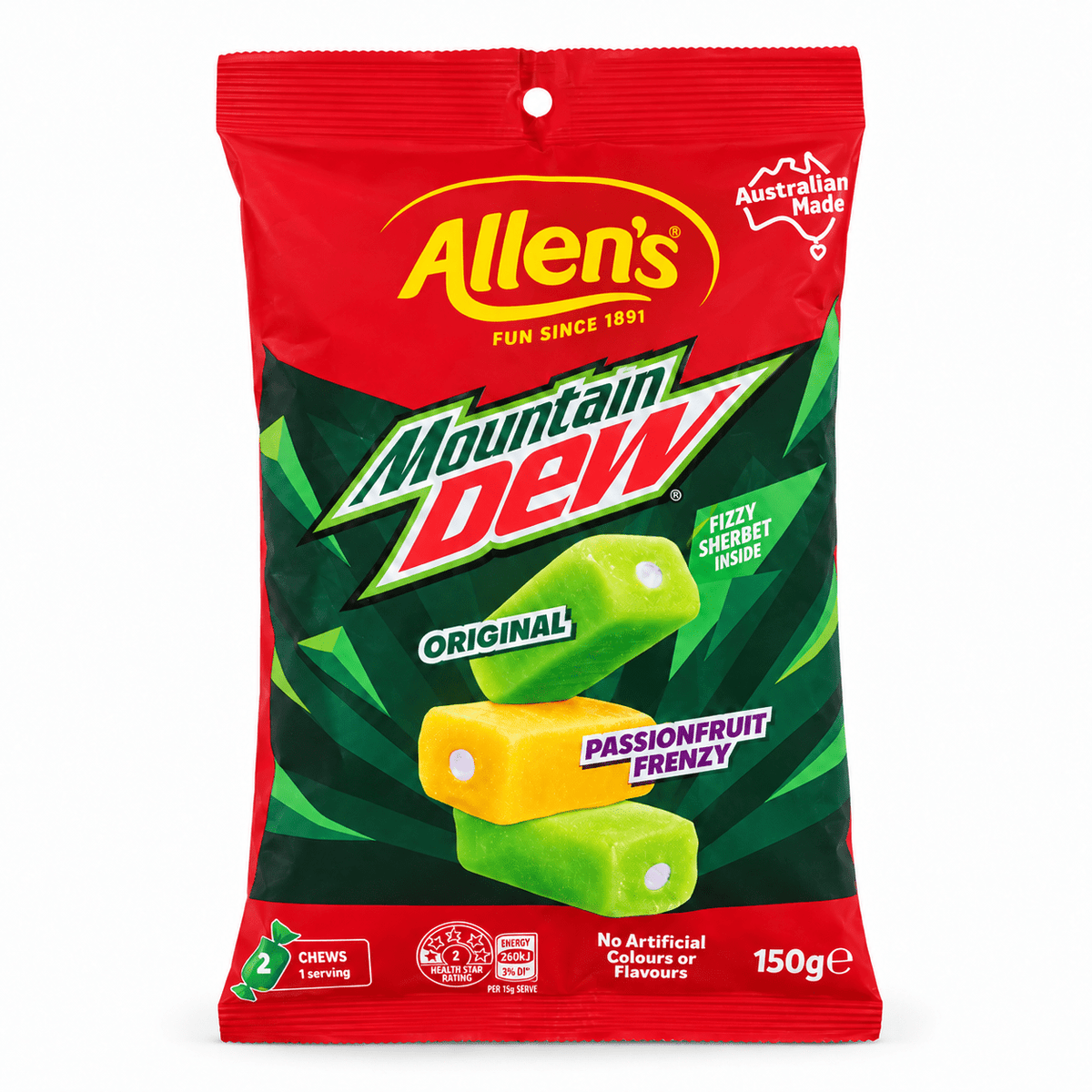 Allen's Mountain Dew Chews - 150g Chewy Candy Allen's 