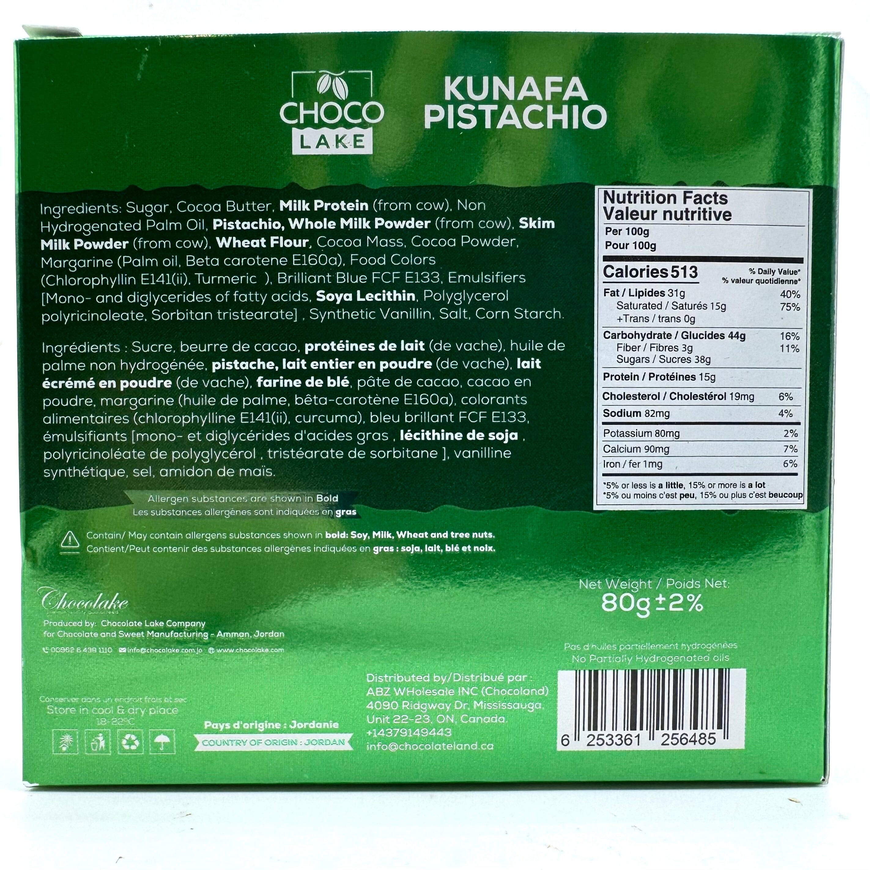 Choco Lake Kunafa Pistachio -80g – Candy Paradise