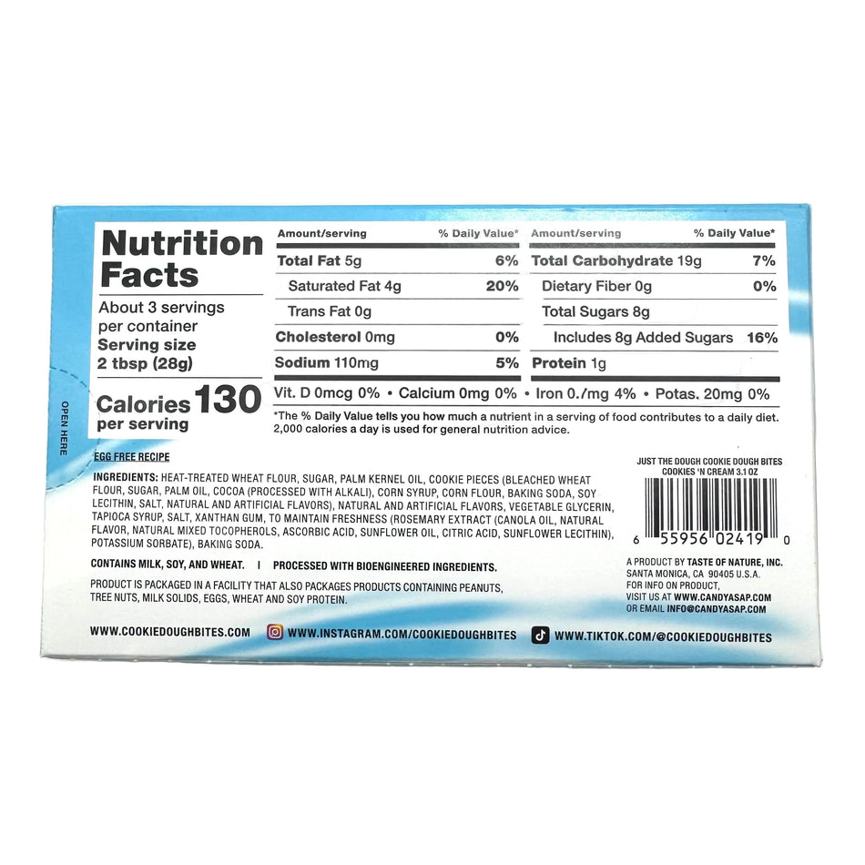 Cookie Dough Bites Cookies’N Cream-88g Taste of Nature Inc. 