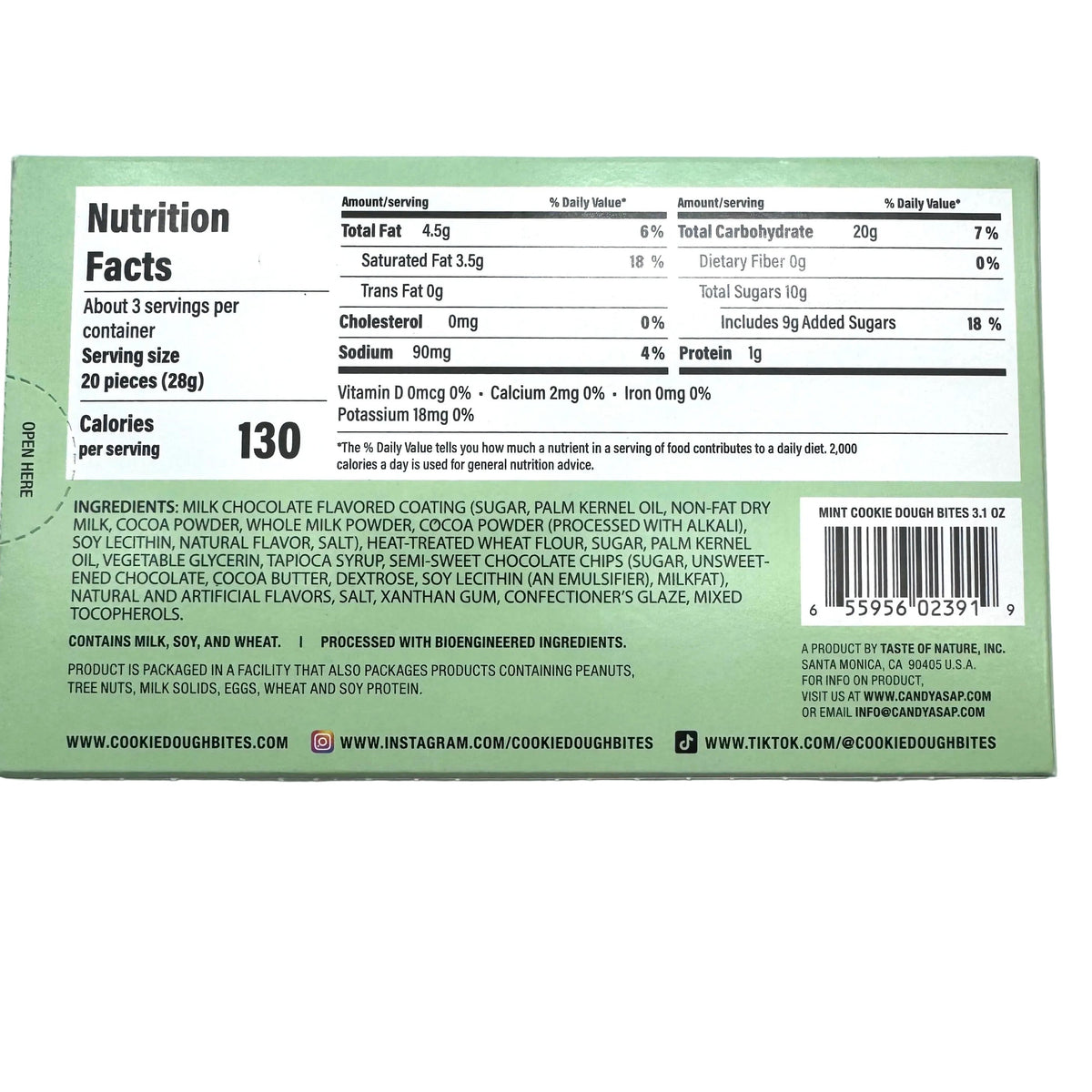 Cookie Dough Bites Mint-88g Taste of Nature Inc. 