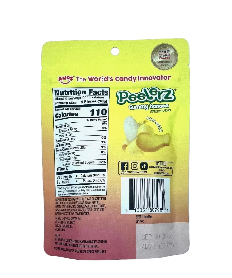 Amos Peelerz Gummy Banana - 6oz Candy Amos 