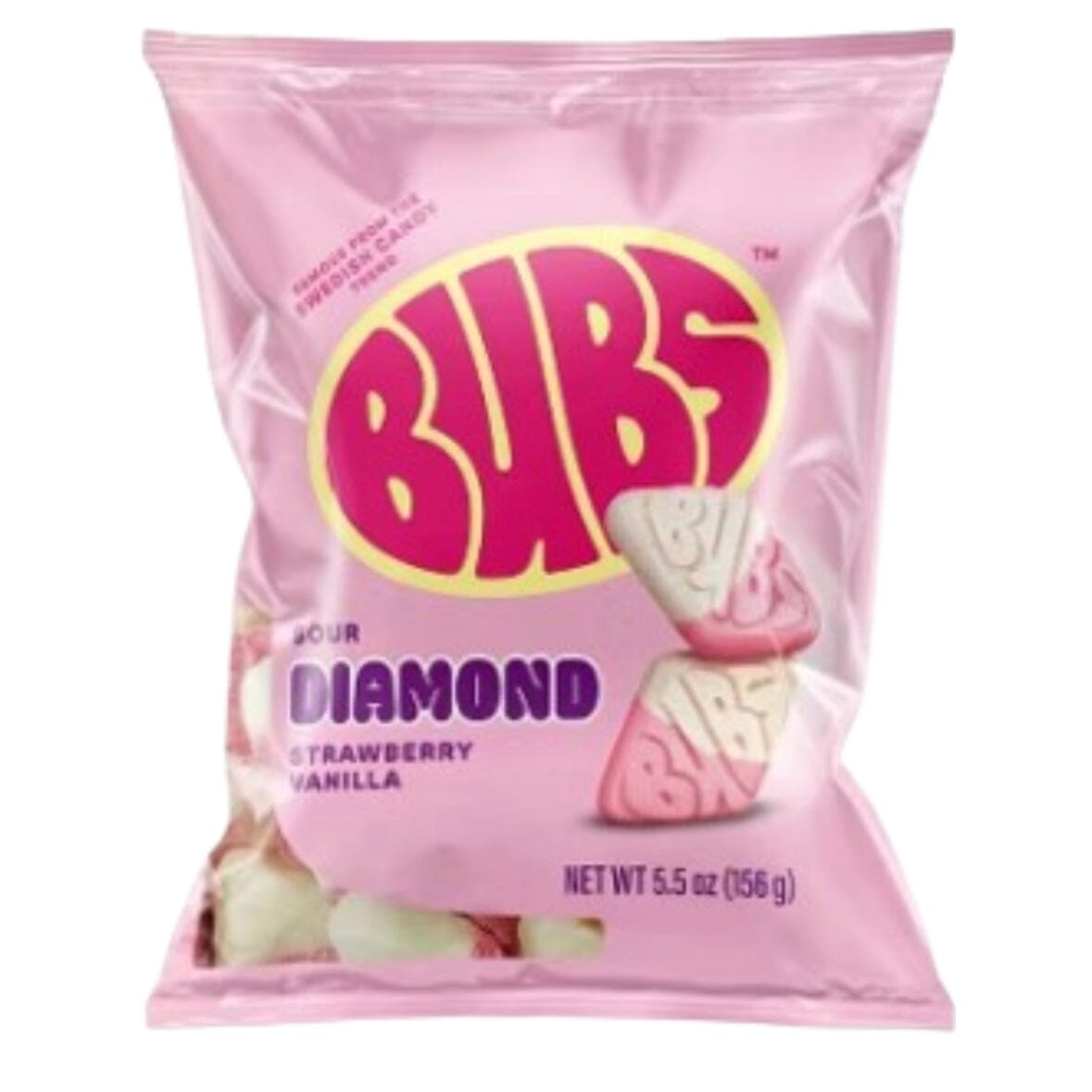 BUBS Sour Strawberry Vanilla Diamonds (Swedan) -5.5oz Gummy Candy Paradise 