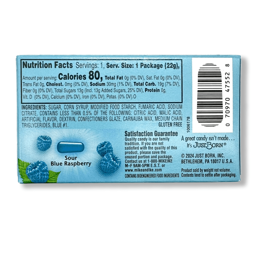 Mike and Ike Sour Blue Raspberry (Mini Box) - 22g Candy Just Born Inc. 