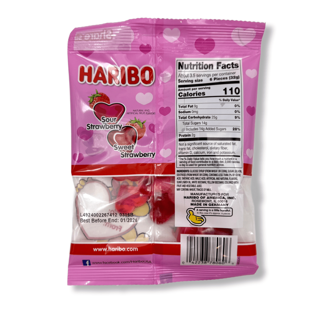 Haribo Valentine's Sweet and Sour Hearts - 4oz Candy HARIBO 