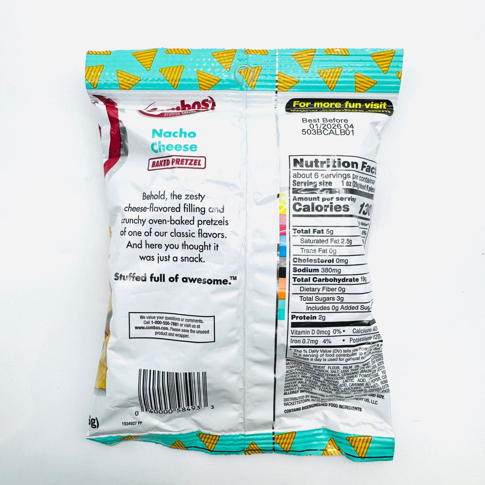 Combos Nacho Cheese Baked Pretzel Snacks Mars Wrigley Confectionery 