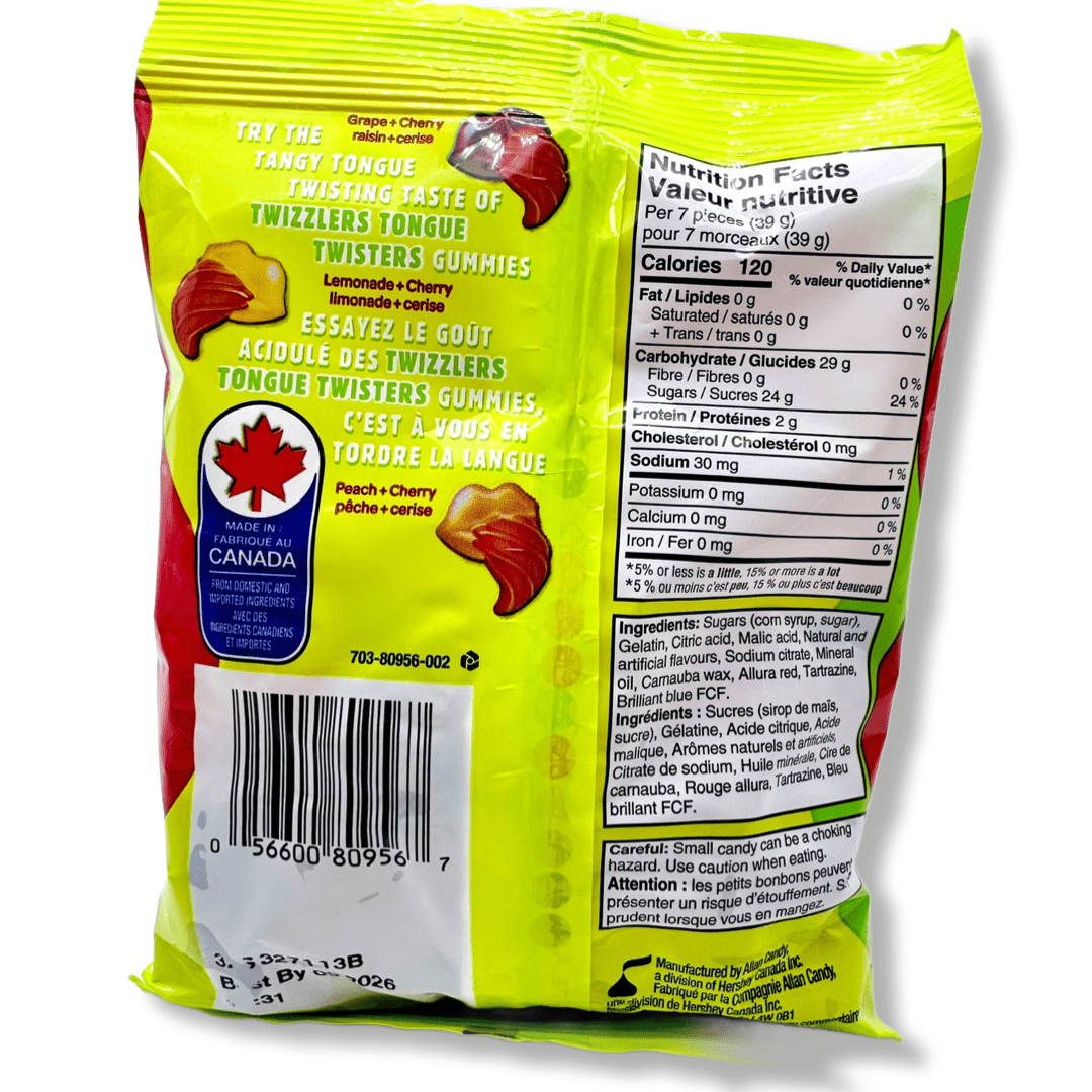 Twizzlers Gummies Tangy Tongue Twisters - 182g Candy HERSHEY'S 