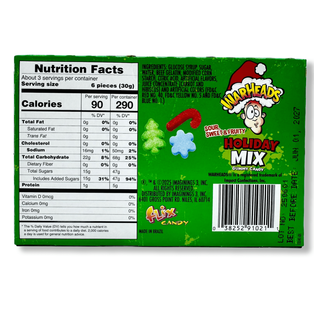 Warheads Sour Holiday Mix Gummies - 3oz Candy Flix Candy 