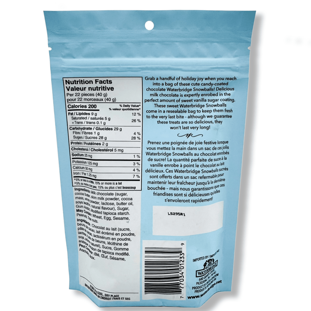 Waterbridge Snowballs Milk Chocolate Crispy Candy Shell - 150g Chocolate WATERBRIDGE 