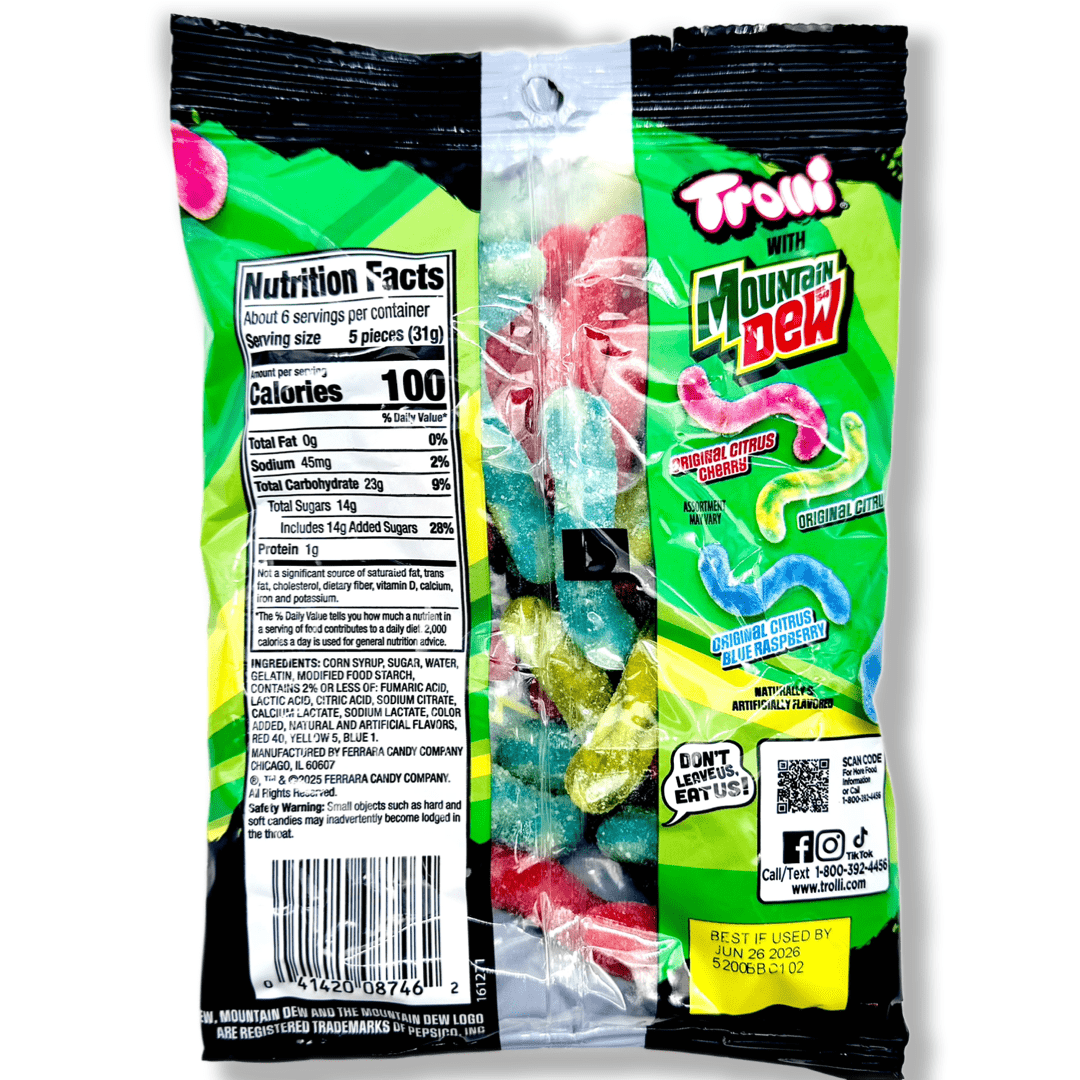 Trolli Mountain Dew Sour Brite Crawlers (Limited Edition ) - 6.3oz Candy Ferrara Candy Company 