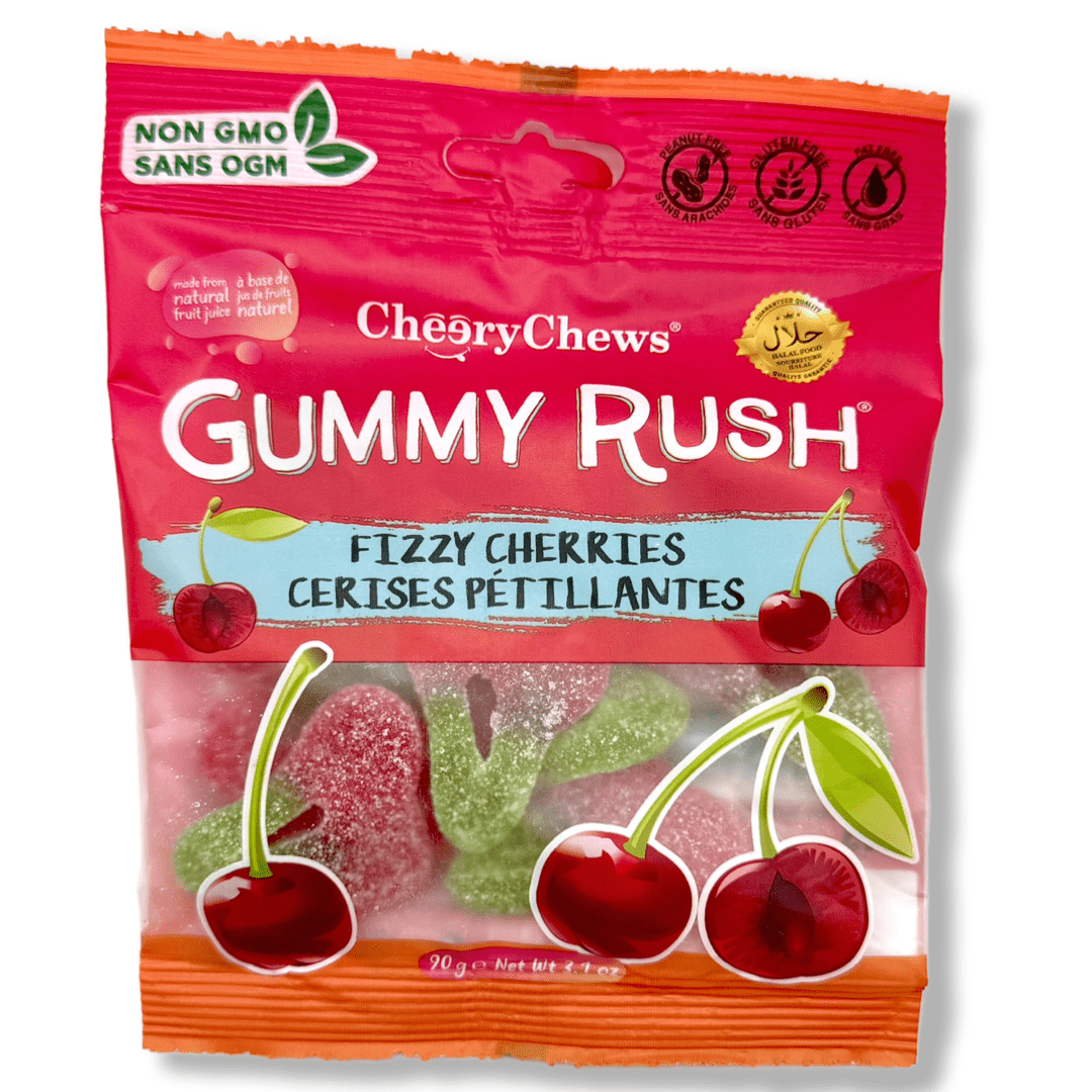 Gummy Rush Fizzy Cherries - 3.1oz Candy Cheery Chews 