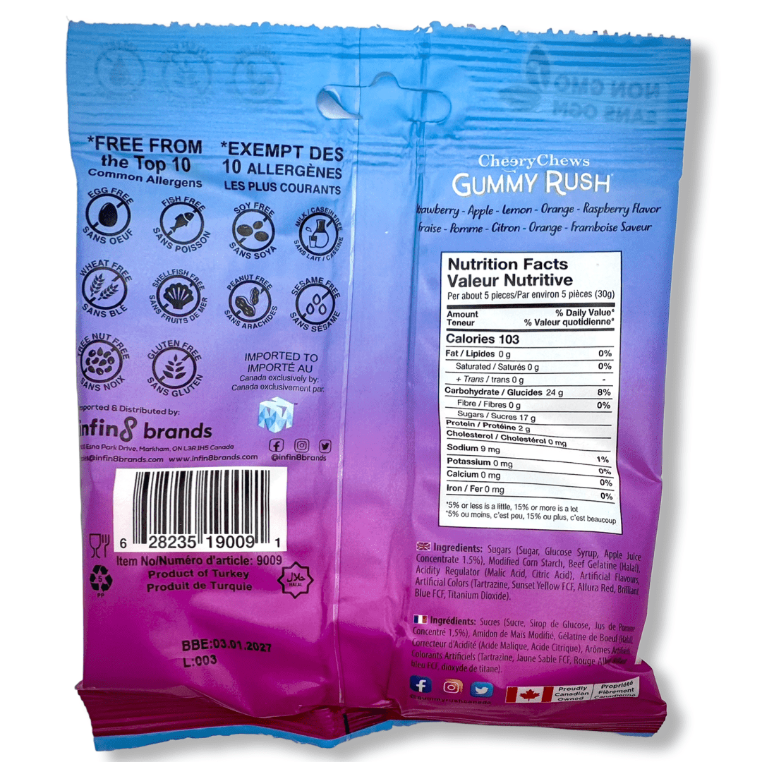 Gummy Rush Neon Worms - 3.1oz Candy Cheery Chews 