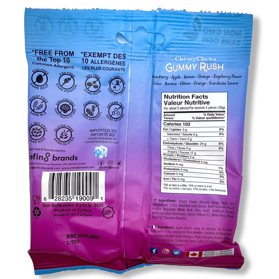 Gummy Rush Neon Worms - 3.1oz Candy Cheery Chews 