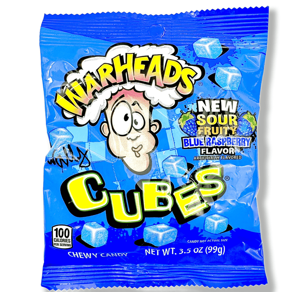 Warheads Cubes Blue Raspberry - 3.5oz Candy Impact Confections 