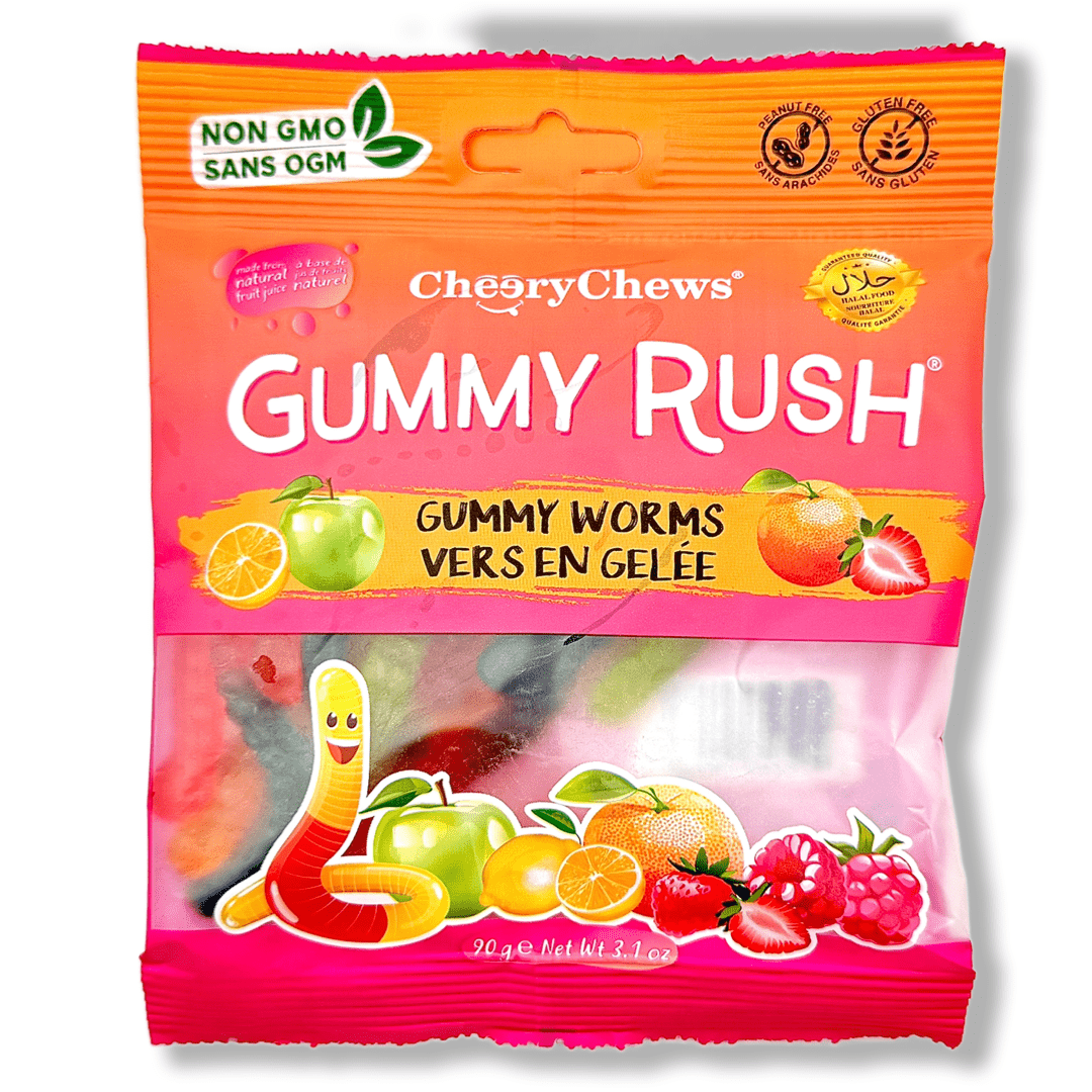 Gummy Rush Gummy Worms Candy Cheery Chews 