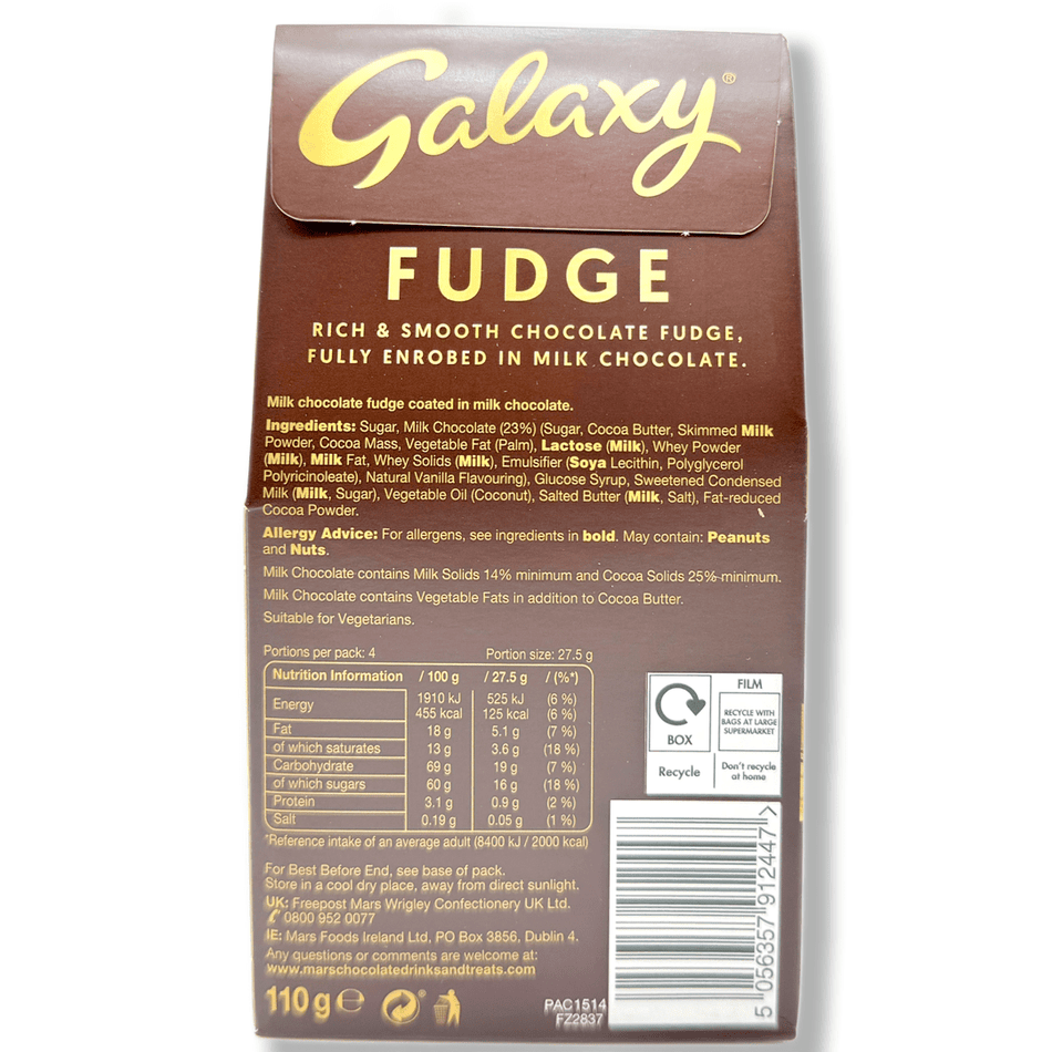 Galaxy Fabulous Fudge (UK) - 110g Chocolate Mars Wrigley Confectionery 