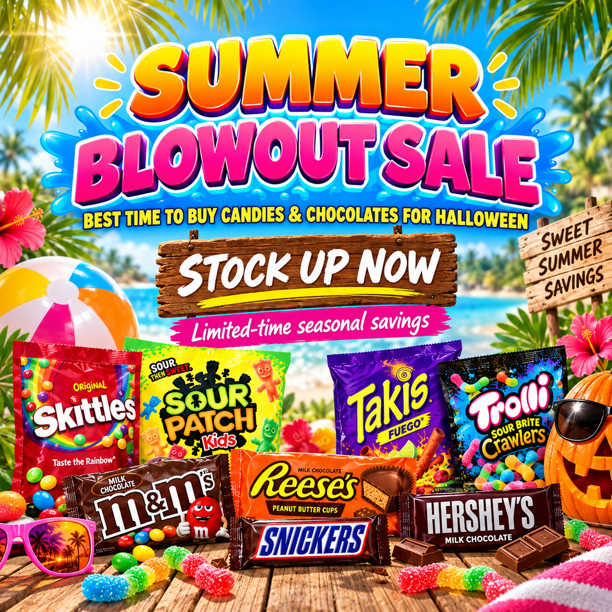 Summer Blowout Sale mobile banner - candies and chocolates for Halloween